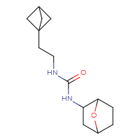 Chemical structure of 3-(2-{bicyclo[1.1.1]pentan-1-yl}ethyl)-1-{7-oxabicyclo[2.2.1]heptan-2-yl}urea - CSSB06430420610