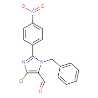 Chemical structure of 1-benzyl-4-chloro-2-(4-nitrophenyl)-1H-imidazole-5-carbaldehyde - CSSB21323993446