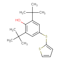 Chemical structure of 2,6-di-tert-butyl-4-(thiophen-2-ylsulfanyl)phenol - CSSB06256079143