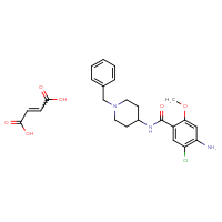 Chemical structure of 4-amino-N-(1-benzylpiperidin-4-yl)-5-chloro-2-methoxybenzamide; but-2-enedioic acid - CSSB00000144355