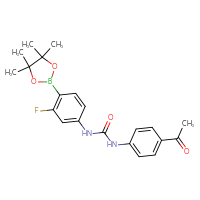 Chemical structure of 3-(4-acetylphenyl)-1-[3-fluoro-4-(4,4,5,5-tetramethyl-1,3,2-dioxaborolan-2-yl)phenyl]urea - CSSB21332092949