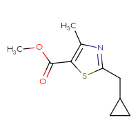 Chemical structure of methyl 2-(cyclopropylmethyl)-4-methyl-1,3-thiazole-5-carboxylate - CSSB00012988359