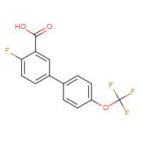Chemical structure of 4-fluoro-4'-(trifluoromethoxy)-[1,1'-biphenyl]-3-carboxylic acid - CSSB00093983979