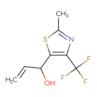 Chemical structure of 1-[2-methyl-4-(trifluoromethyl)-1,3-thiazol-5-yl]prop-2-en-1-ol - CSSB21246434965