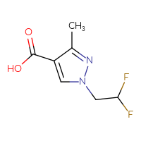 Chemical structure of 1-(2,2-difluoroethyl)-3-methyl-1H-pyrazole-4-carboxylic acid - CSSB00011999337