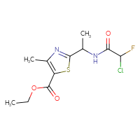 Chemical structure of ethyl 2-[1-(2-chloro-2-fluoroacetamido)ethyl]-4-methyl-1,3-thiazole-5-carboxylate - CSSB21332052878