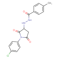 Chemical structure of N'-[1-(4-chlorophenyl)-2,5-dioxopyrrolidin-3-yl]-4-methylbenzohydrazide - CSSB00121706772
