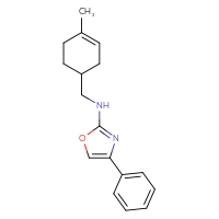 Chemical structure of N-[(4-methylcyclohex-3-en-1-yl)methyl]-4-phenyl-1,3-oxazol-2-amine - CSSB15152156713