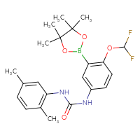 Chemical structure of 1-[4-(difluoromethoxy)-3-(4,4,5,5-tetramethyl-1,3,2-dioxaborolan-2-yl)phenyl]-3-(2,5-dimethylphenyl)urea - CSSB21332091849