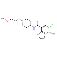 Chemical structure of 4-amino-5-chloro-N-[1-(3-methoxypropyl)piperidin-4-yl]-2,3-dihydro-1-benzofuran-7-carboxamide - CSSB00016993940