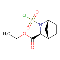 Chemical structure of ethyl (1R,3S,4S)-2-(chlorosulfonyl)-2-azabicyclo[2.2.1]heptane-3-carboxylate - CSSB14998404394
