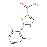 Chemical structure of 2-(2,6-difluorophenyl)-1,3-thiazole-5-carboxamide - CSSB01994216092