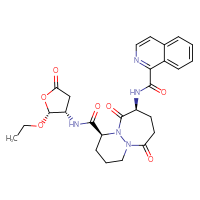 Chemical structure of N-[(4S,7S)-4-{[(2R,3S)-2-ethoxy-5-oxooxolan-3-yl]carbamoyl}-6,10-dioxo-octahydro-1H-pyridazino[1,2-a][1,2]diazepin-7-yl]isoquinoline-1-carboxamide - CSSB00025756959