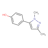 Chemical structure of 4-(1,3-dimethyl-1H-pyrazol-5-yl)phenol - CSSB00021792142