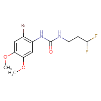 Chemical structure of 1-(2-bromo-4,5-dimethoxyphenyl)-3-(3,3-difluoropropyl)urea - CSSB02043324639