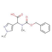 Chemical structure of 2-{[(benzyloxy)carbonyl](methyl)amino}-2-(1-methyl-1H-pyrazol-4-yl)acetic acid - CSSB00012006533