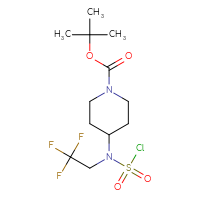 Chemical structure of tert-butyl 4-[(chlorosulfonyl)(2,2,2-trifluoroethyl)amino]piperidine-1-carboxylate - CSSB06263803724