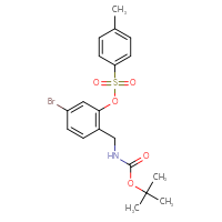 Chemical structure of tert-butyl N-({4-bromo-2-[(4-methylbenzenesulfonyl)oxy]phenyl}methyl)carbamate - CSSB21432515568