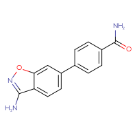 Chemical structure of 4-(3-amino-1,2-benzoxazol-6-yl)benzamide - CSSB02315419006