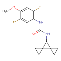 Chemical structure of 1-(2,5-difluoro-4-methoxyphenyl)-3-{dispiro[2.0.2⁴.1³]heptan-7-yl}urea - CSSB01229735434