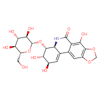Chemical structure of (2R,3S,4R,4aS)-2,3,7-trihydroxy-4-{[(2R,3R,4S,5S,6R)-3,4,5-trihydroxy-6-(hydroxymethyl)oxan-2-yl]oxy}-2H,3H,4H,4aH,5H,6H,9H-[1,3]dioxolo[4,5-j]phenanthridin-6-one - CSSB14929136841