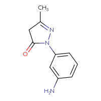 Chemical structure of 1-(3-aminophenyl)-3-methyl-4,5-dihydro-1H-pyrazol-5-one - CSSB00000742831