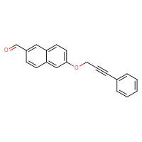 Chemical structure of 6-[(3-phenylprop-2-yn-1-yl)oxy]naphthalene-2-carbaldehyde - CSSB21349236594