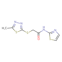 Chemical structure of 2-[(5-methyl-1,3,4-thiadiazol-2-yl)sulfanyl]-N-(1,3-thiazol-2-yl)acetamide - CSSB00000001082