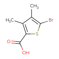 Chemical structure of 5-bromo-3,4-dimethylthiophene-2-carboxylic acid - CSSB02125791658