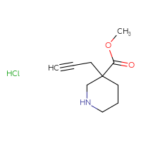 Chemical structure of methyl 3-(prop-2-yn-1-yl)piperidine-3-carboxylate hydrochloride - CSSB00103148863