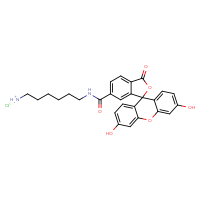 Chemical structure of N-(6-azaniumylhexyl)-3',6'-dihydroxy-3-oxo-3H-spiro[2-benzofuran-1,9'-xanthene]-6-carboxamide chloride - CSSB03436546697