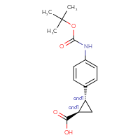 Chemical structure of rac-(1R,2R)-2-(4-{[(tert-butoxy)carbonyl]amino}phenyl)cyclopropane-1-carboxylic acid - CSSB02125419055