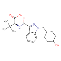 Chemical structure of (2S)-2-({1-[(4-hydroxycyclohexyl)methyl]-1H-indazol-3-yl}formamido)-3,3-dimethylbutanoic acid - CSSB00159259797