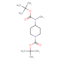 Chemical structure of tert-butyl 4-{[(tert-butoxy)carbonyl](methyl)amino}piperidine-1-carboxylate - CSSB00000064701