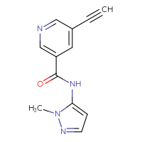 Chemical structure of 5-ethynyl-N-(1-methyl-1H-pyrazol-5-yl)pyridine-3-carboxamide - CSSB01995119801