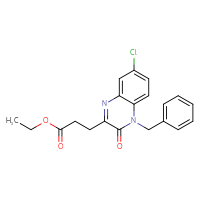 Chemical structure of ethyl 3-(4-benzyl-7-chloro-3-oxo-3,4-dihydroquinoxalin-2-yl)propanoate - CSSB17090055352