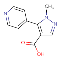 Chemical structure of 1-methyl-5-(pyridin-4-yl)-1H-pyrazole-4-carboxylic acid - CSSB00015356013
