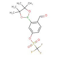 Chemical structure of 4-formyl-3-(4,4,5,5-tetramethyl-1,3,2-dioxaborolan-2-yl)phenyl trifluoromethanesulfonate - CSSB21332115305