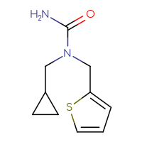 Chemical structure of 1-(cyclopropylmethyl)-1-[(thiophen-2-yl)methyl]urea - CSSB06734602305