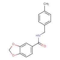 Chemical structure of N-[(4-methylphenyl)methyl]-2H-1,3-benzodioxole-5-carboxamide - CSSB00026328601