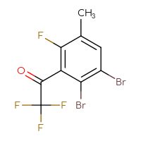 Chemical structure of 1-(2,3-dibromo-6-fluoro-5-methylphenyl)-2,2,2-trifluoroethan-1-one - CSSB21103685625