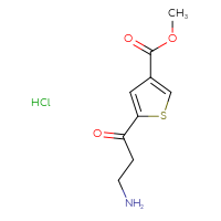 Chemical structure of methyl 5-(3-aminopropanoyl)thiophene-3-carboxylate hydrochloride - CSSB21509460588