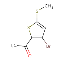Chemical structure of 1-[3-bromo-5-(methylsulfanyl)thiophen-2-yl]ethan-1-one - CSSB14920089164