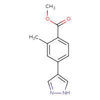 Chemical structure of methyl 2-methyl-4-(1H-pyrazol-4-yl)benzoate - CSSB00102967261