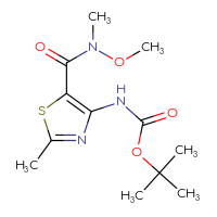 Chemical structure of tert-butyl N-{5-[methoxy(methyl)carbamoyl]-2-methyl-1,3-thiazol-4-yl}carbamate - CSSB15126263443