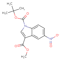 Chemical structure of 1-tert-butyl 3-methyl 5-nitro-1H-indole-1,3-dicarboxylate - CSSB00025711810