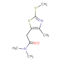 Chemical structure of N,N-dimethyl-2-[4-methyl-2-(methylsulfanyl)-1,3-thiazol-5-yl]acetamide - CSSB01432918204