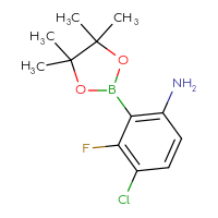 Chemical structure of 4-chloro-3-fluoro-2-(4,4,5,5-tetramethyl-1,3,2-dioxaborolan-2-yl)aniline - CSSB00134766009
