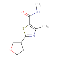 Chemical structure of N,4-dimethyl-2-(oxolan-3-yl)-1,3-thiazole-5-carboxamide - CSSB01992245658
