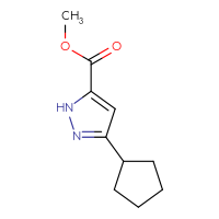 Chemical structure of methyl 3-cyclopentyl-1H-pyrazole-5-carboxylate - CSSB00035347958
